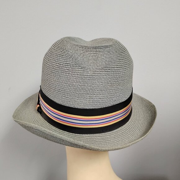 ❤️Retro DOBBS FIFTH AVENUE NY Slate Unisex Panama Straw Fedora Hat 7 1/4 main image 5
